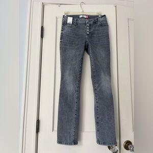 CAbi Women's Straight Leg Jeans - Faded Grey Button Fly